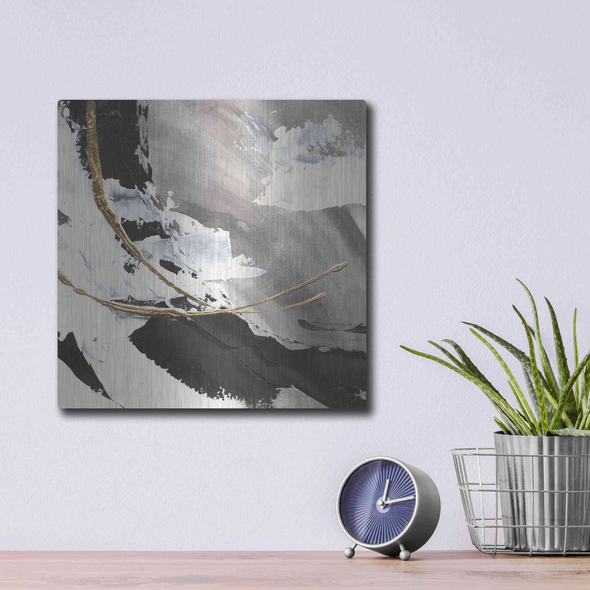 Luxe Metal Art 'Gilded Arcs I' by Chris Paschke, Metal Wall Art,12x12