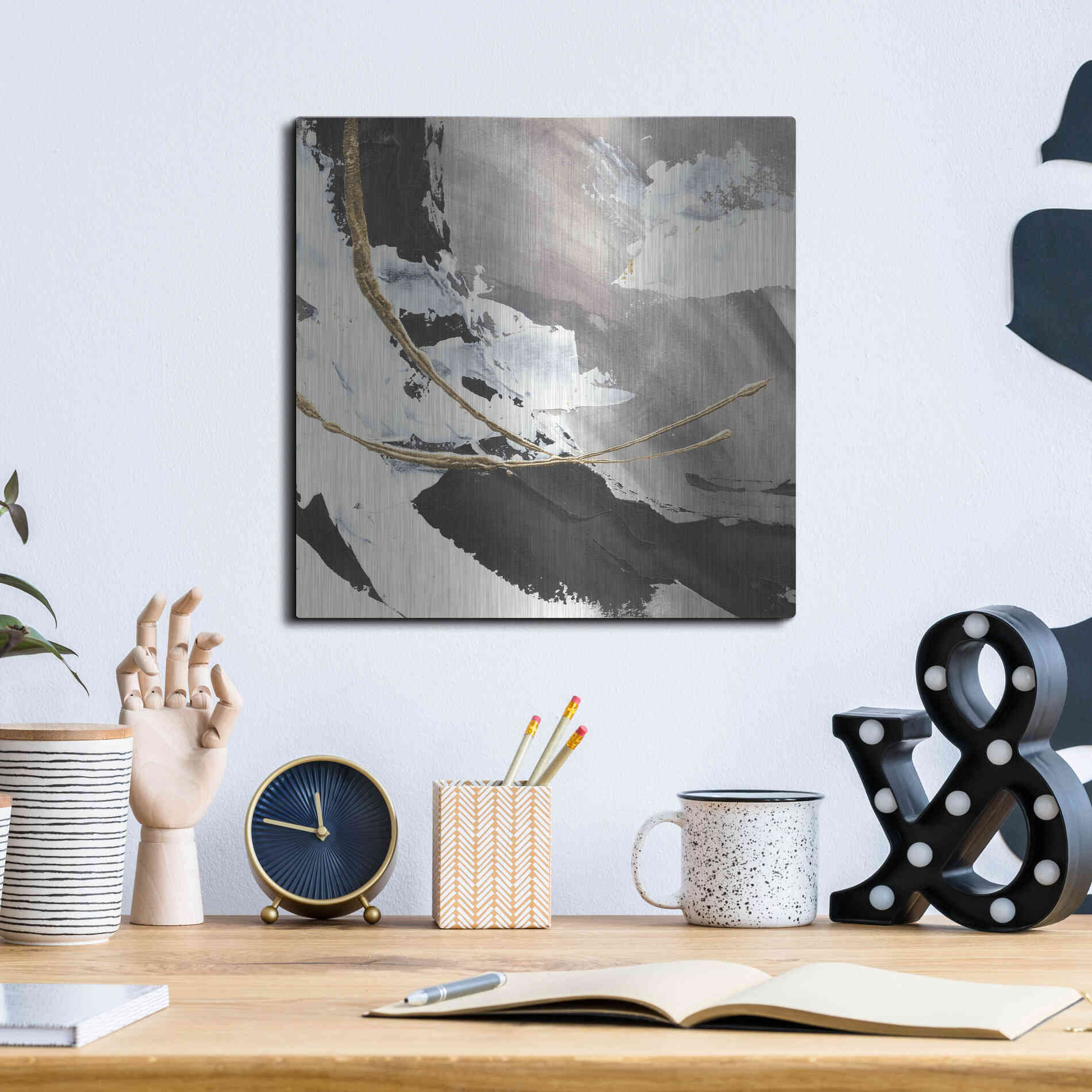 Luxe Metal Art 'Gilded Arcs I' by Chris Paschke, Metal Wall Art,12x12
