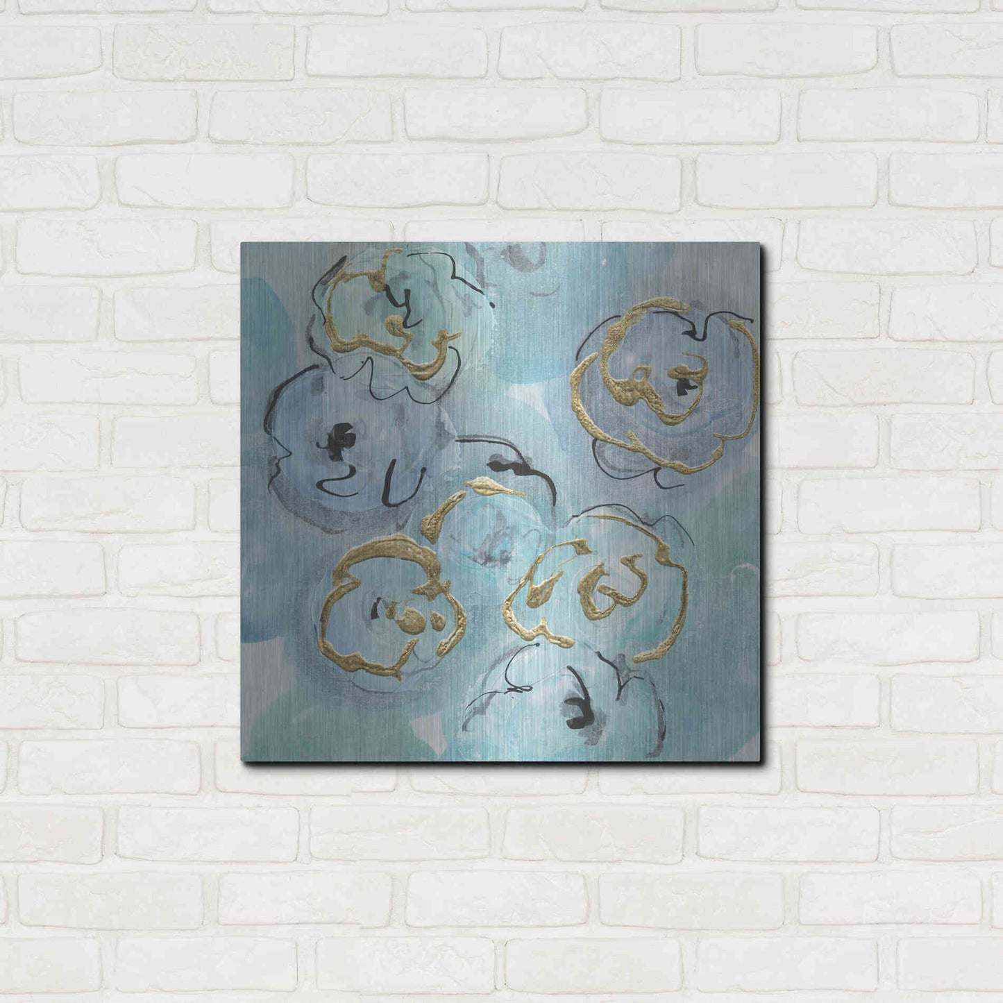 Luxe Metal Art 'Gold Edged Teal I' by Chris Paschke, Metal Wall Art,24x24