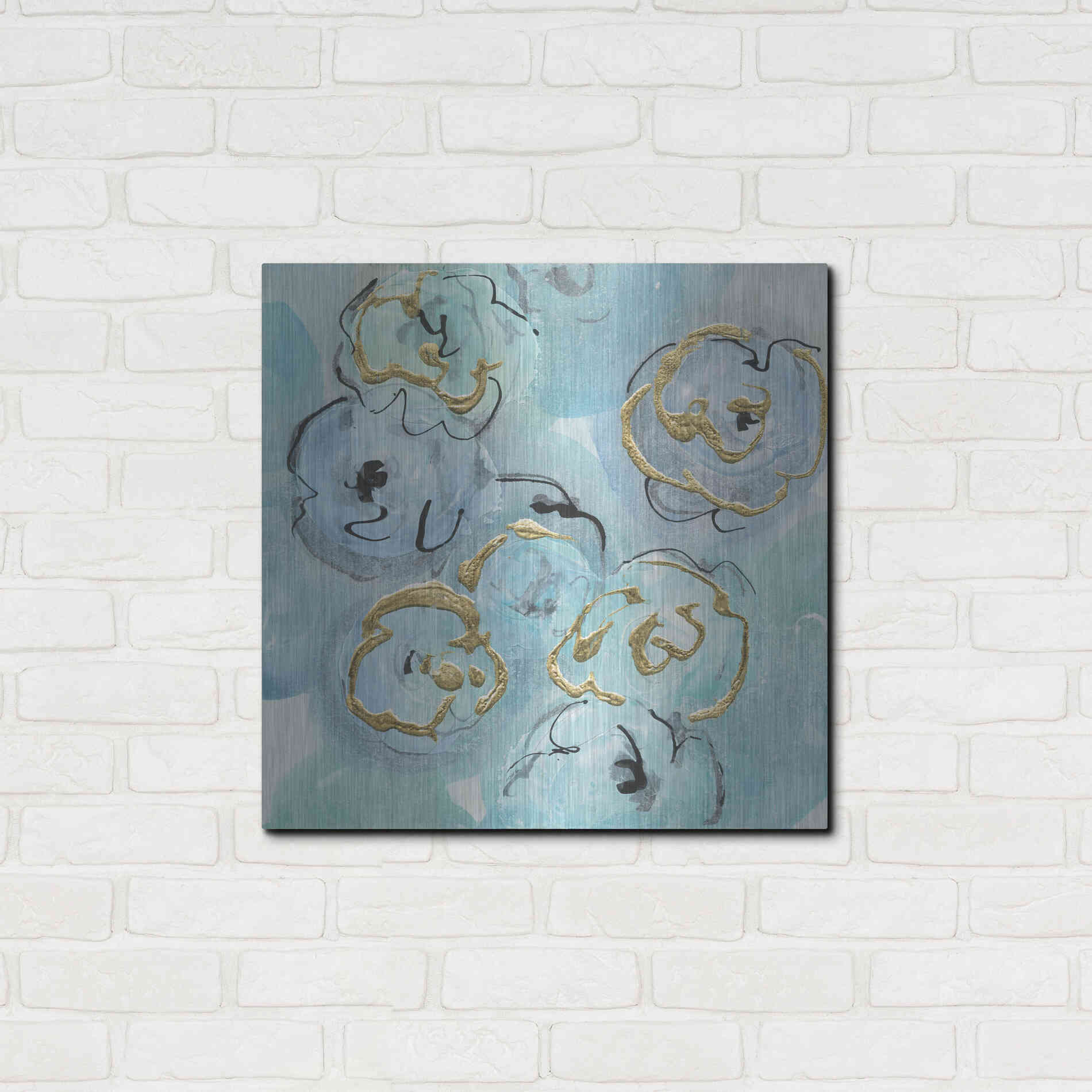 Luxe Metal Art 'Gold Edged Teal I' by Chris Paschke, Metal Wall Art,24x24