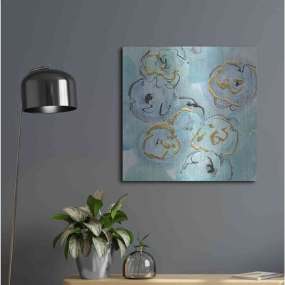 Luxe Metal Art 'Gold Edged Teal I' by Chris Paschke, Metal Wall Art,24x24