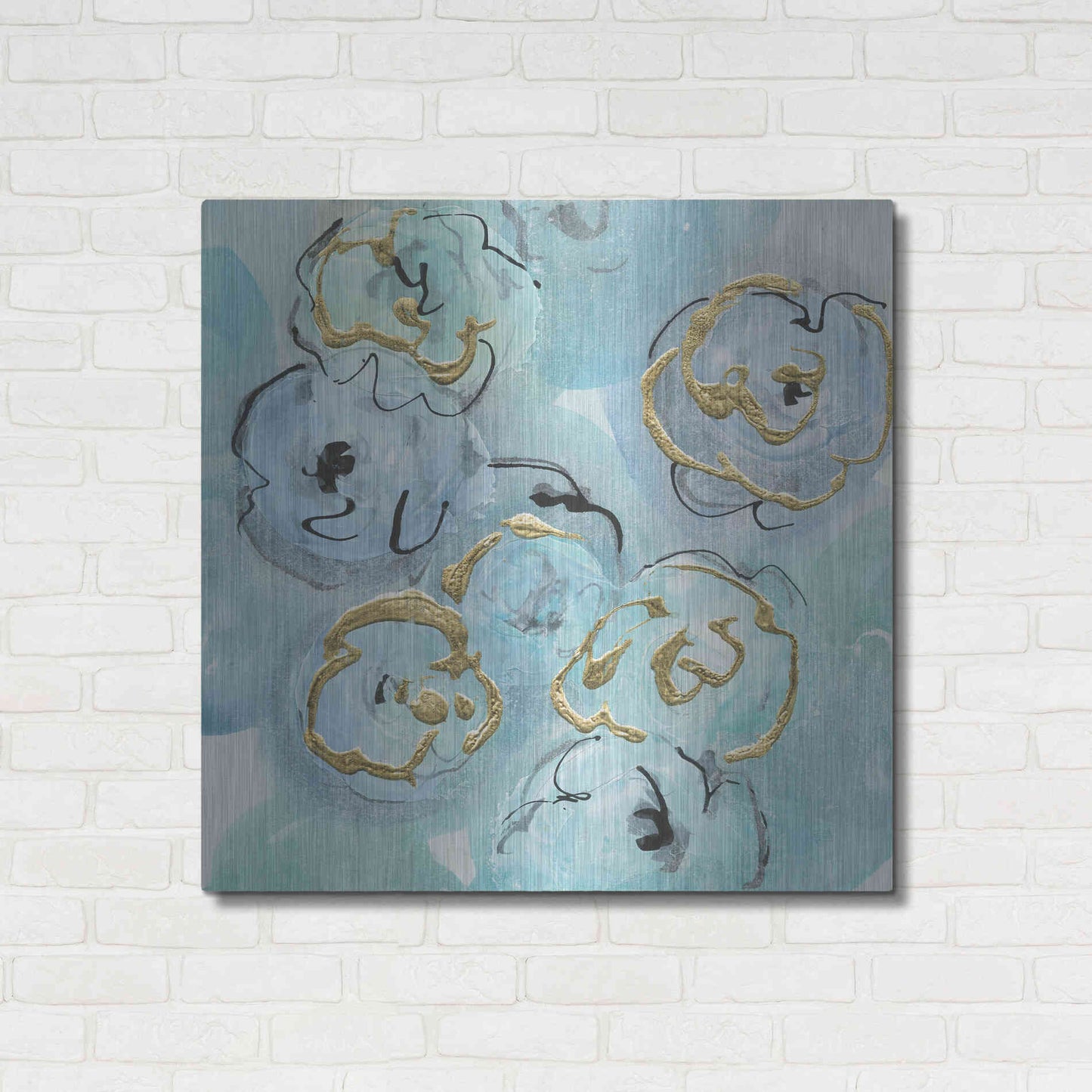 Luxe Metal Art 'Gold Edged Teal I' by Chris Paschke, Metal Wall Art,36x36