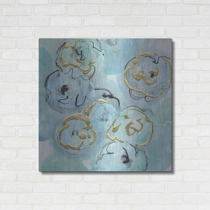 Luxe Metal Art 'Gold Edged Teal I' by Chris Paschke, Metal Wall Art,36x36