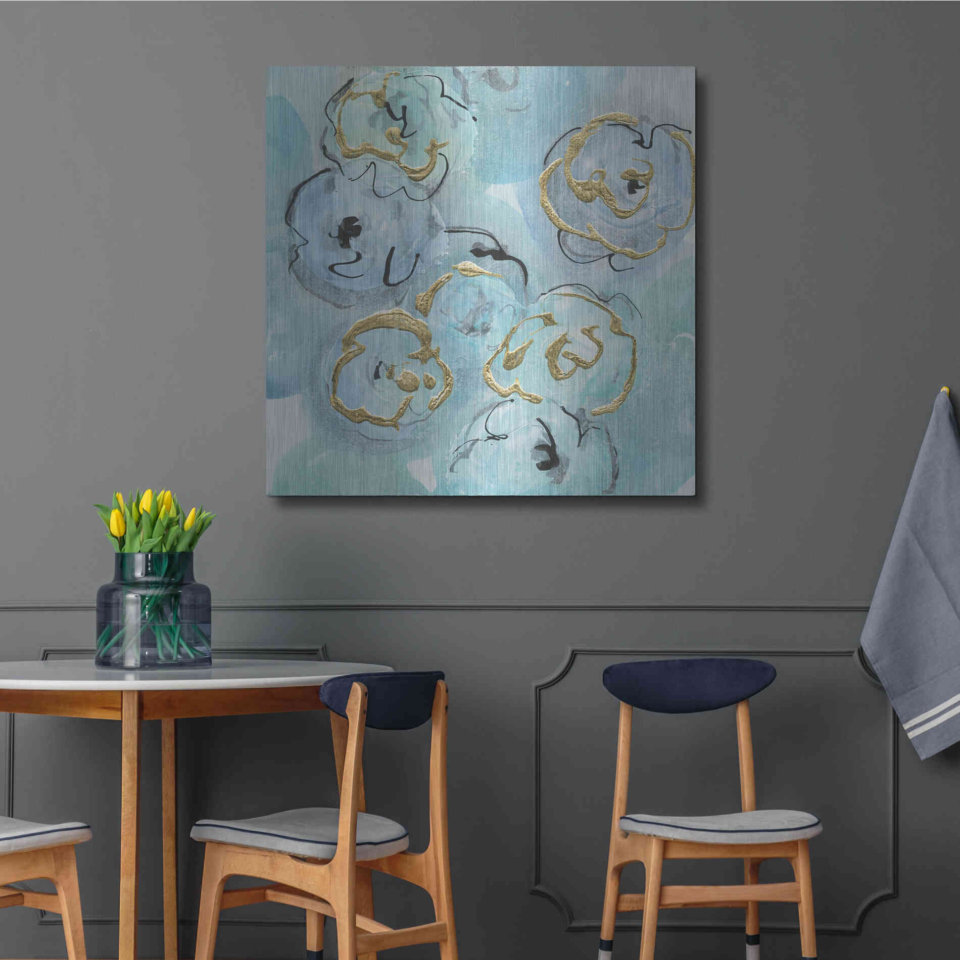 Luxe Metal Art 'Gold Edged Teal I' by Chris Paschke, Metal Wall Art,36x36