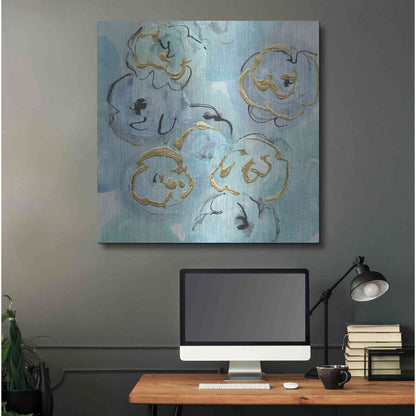 Luxe Metal Art 'Gold Edged Teal I' by Chris Paschke, Metal Wall Art,36x36