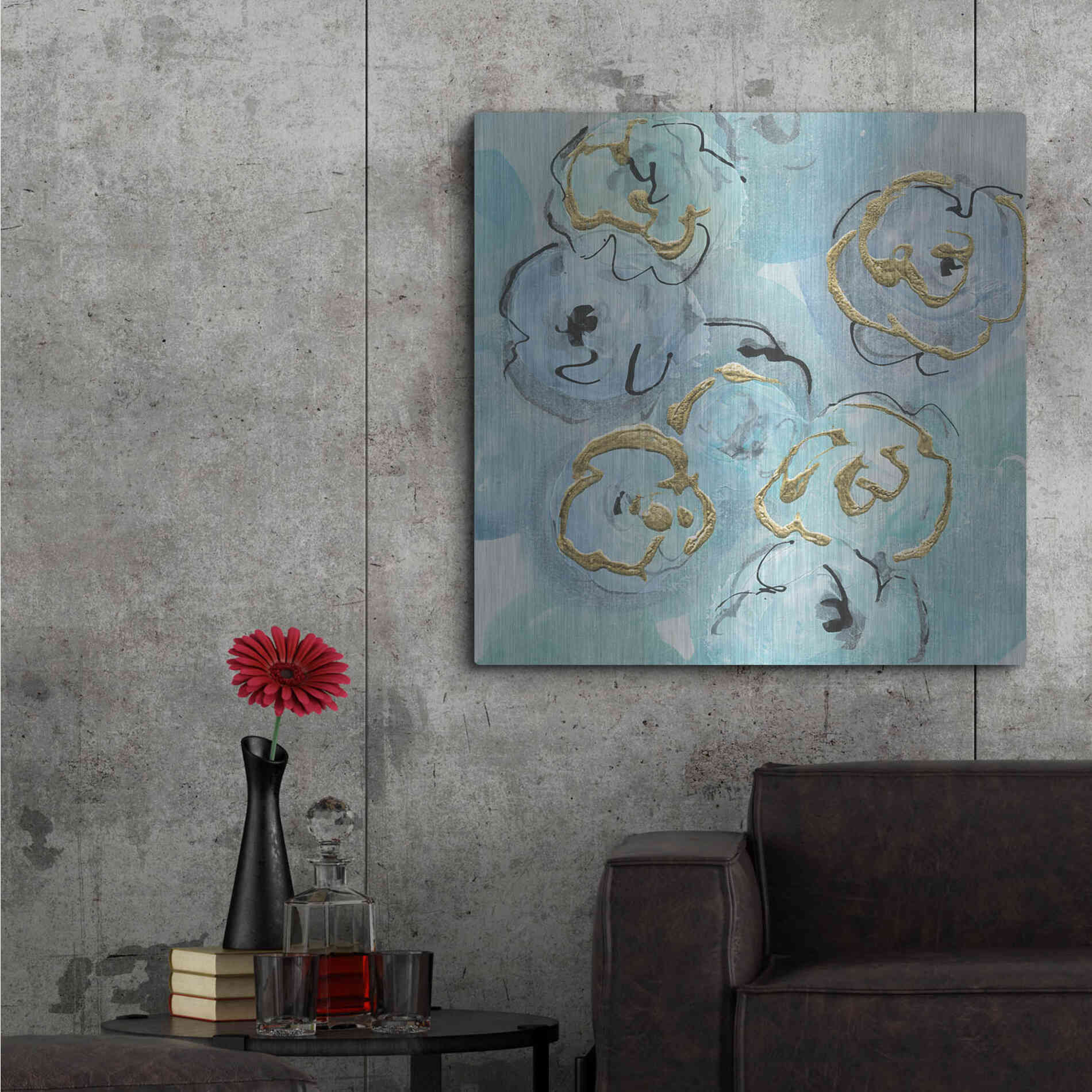 Luxe Metal Art 'Gold Edged Teal I' by Chris Paschke, Metal Wall Art,36x36