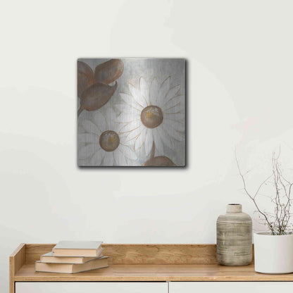 Luxe Metal Art 'Daisy Do I Neutral' by Chris Paschke, Metal Wall Art,12x12
