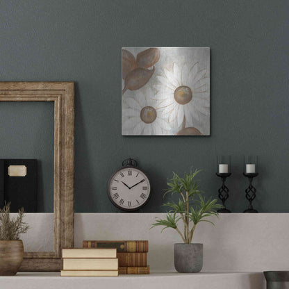 Luxe Metal Art 'Daisy Do I Neutral' by Chris Paschke, Metal Wall Art,12x12