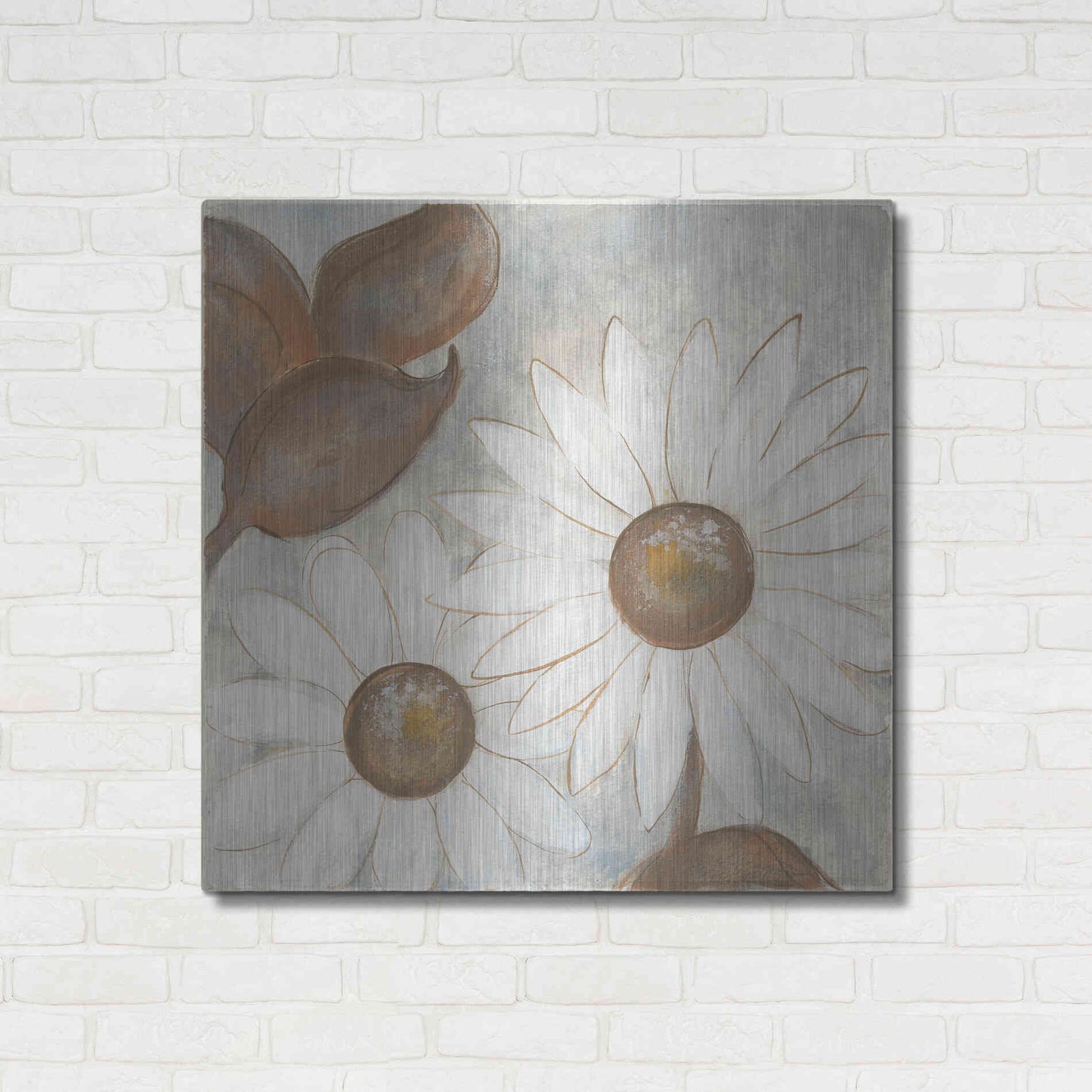 Luxe Metal Art 'Daisy Do I Neutral' by Chris Paschke, Metal Wall Art,36x36