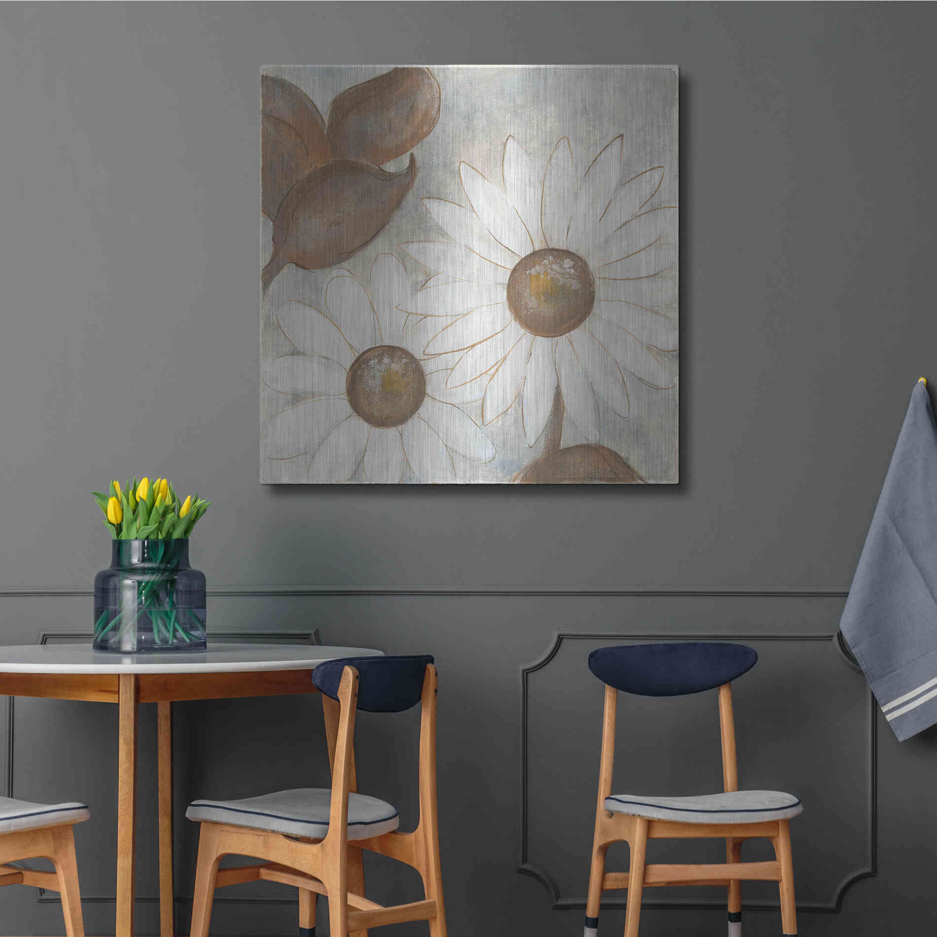 Luxe Metal Art 'Daisy Do I Neutral' by Chris Paschke, Metal Wall Art,36x36