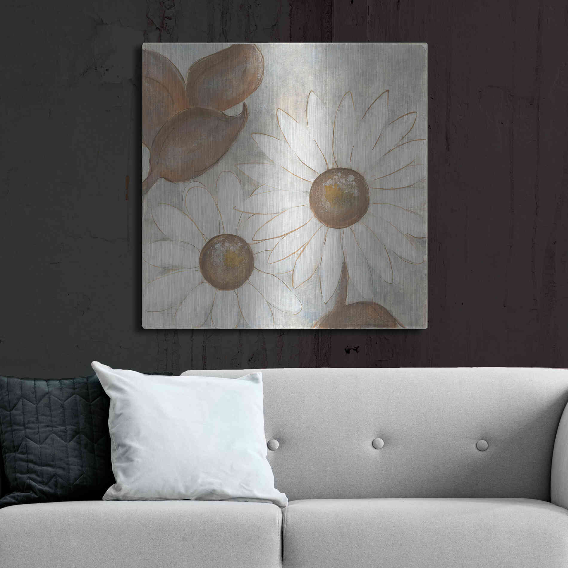 Luxe Metal Art 'Daisy Do I Neutral' by Chris Paschke, Metal Wall Art,36x36