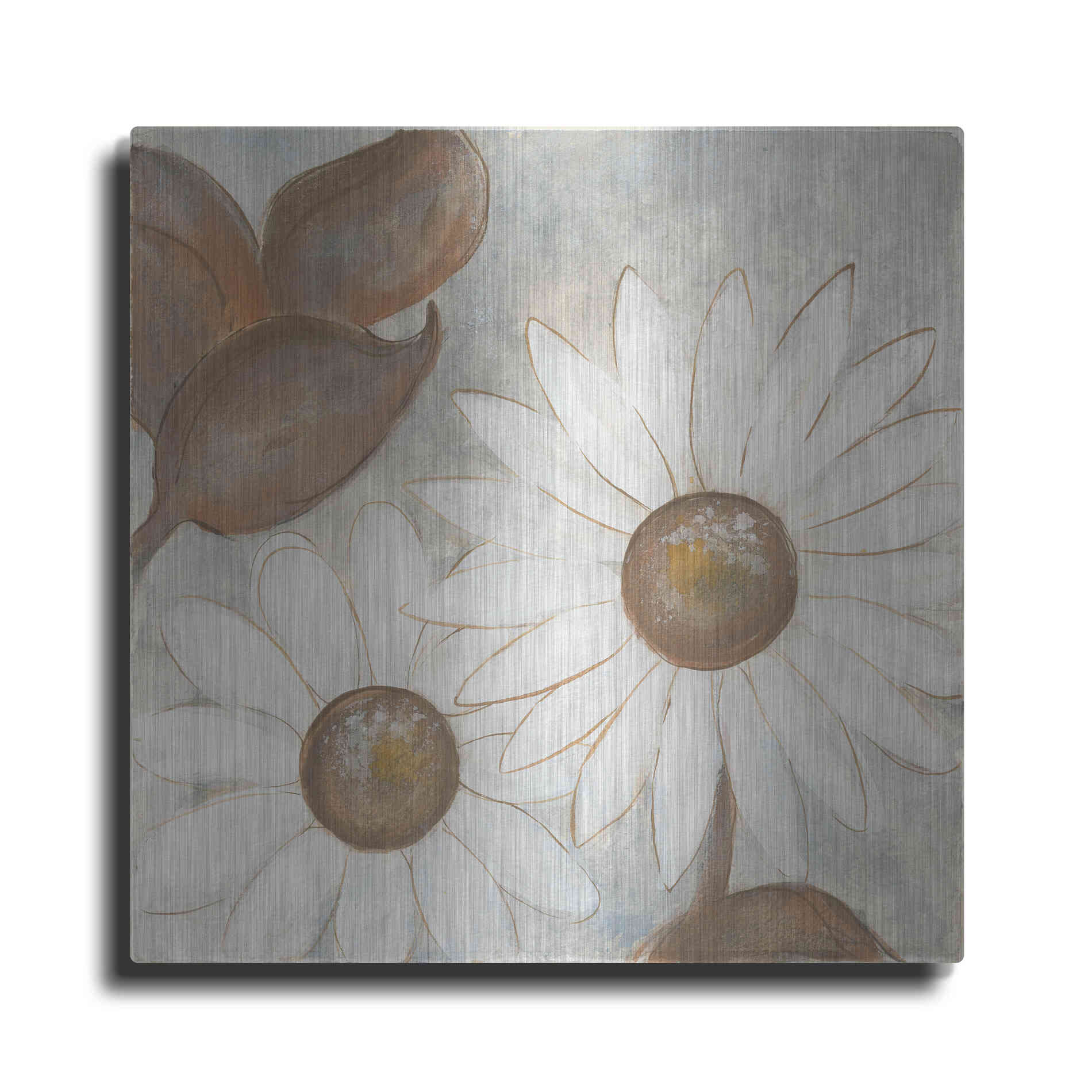 Luxe Metal Art 'Daisy Do I Neutral' by Chris Paschke, Metal Wall Art