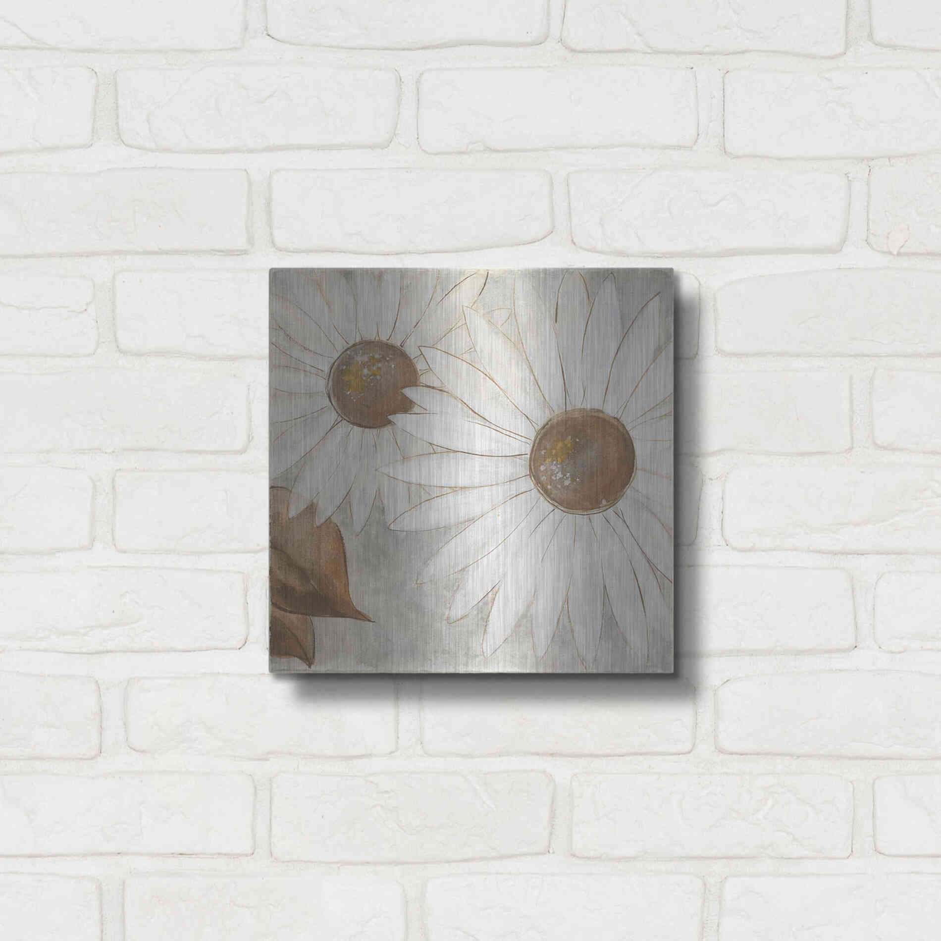 Luxe Metal Art 'Daisy Do II Neutral' by Chris Paschke, Metal Wall Art,12x12