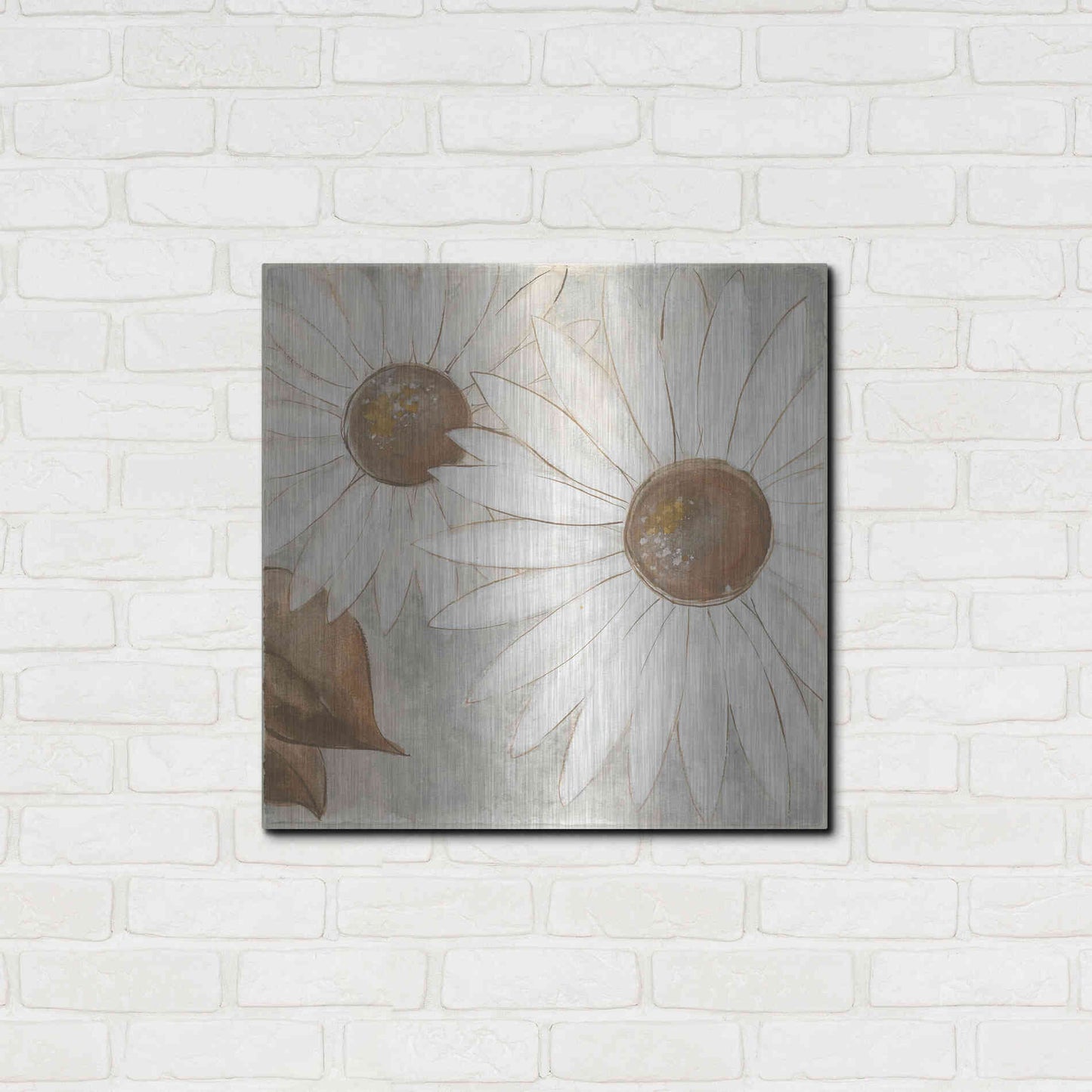 Luxe Metal Art 'Daisy Do II Neutral' by Chris Paschke, Metal Wall Art,24x24