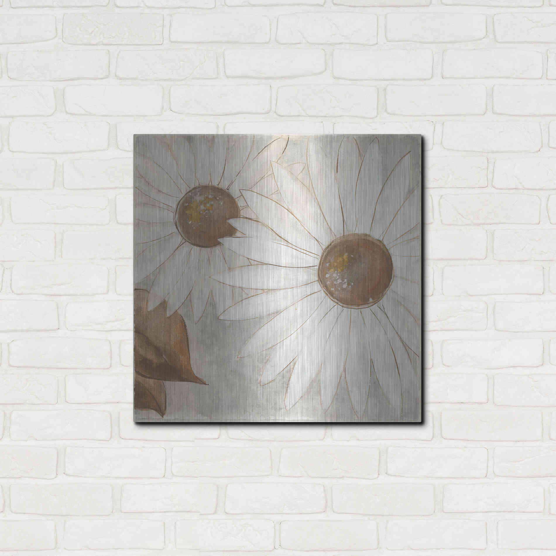 Luxe Metal Art 'Daisy Do II Neutral' by Chris Paschke, Metal Wall Art,24x24