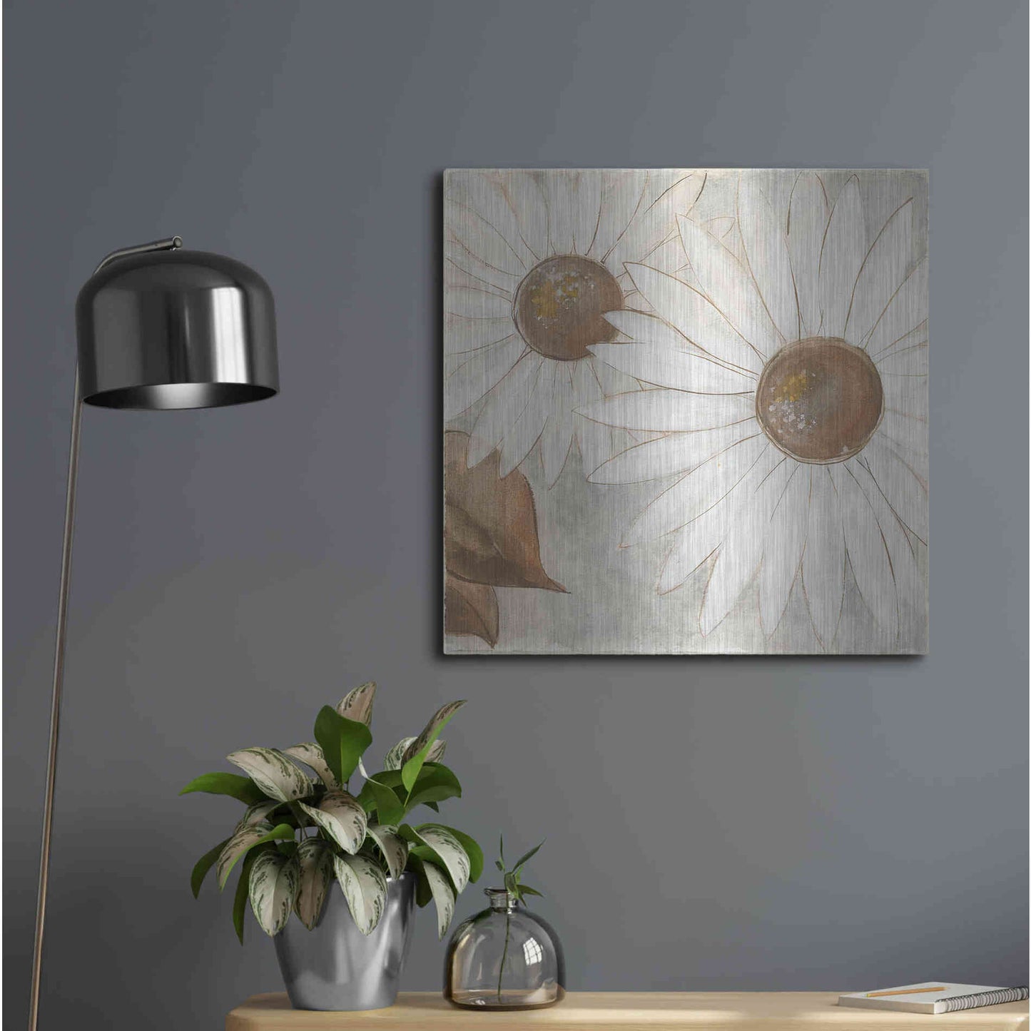 Luxe Metal Art 'Daisy Do II Neutral' by Chris Paschke, Metal Wall Art,24x24