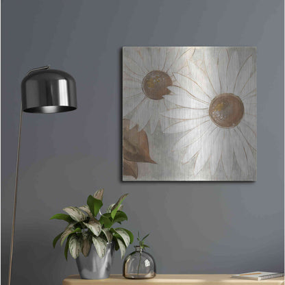 Luxe Metal Art 'Daisy Do II Neutral' by Chris Paschke, Metal Wall Art,24x24