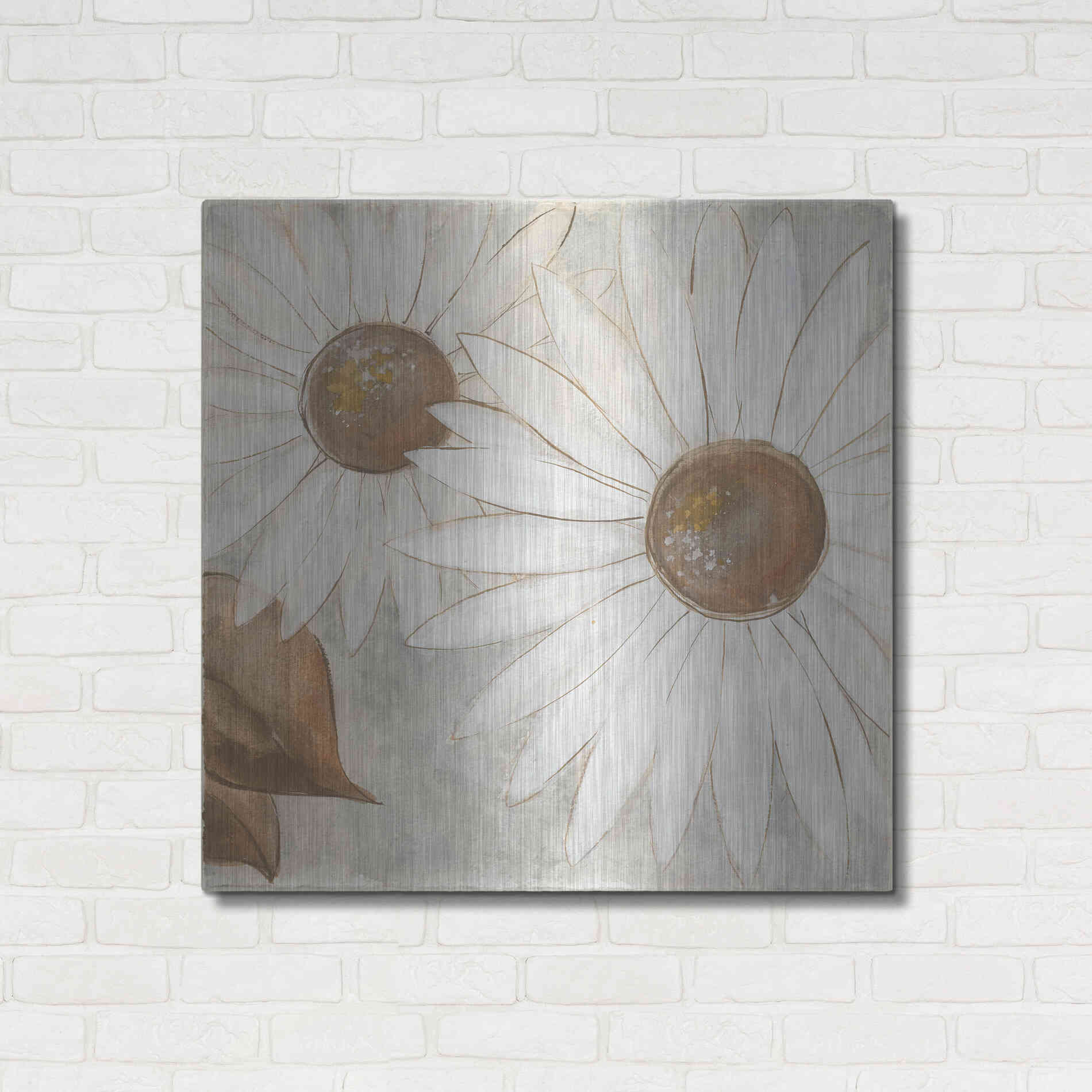 Luxe Metal Art 'Daisy Do II Neutral' by Chris Paschke, Metal Wall Art,36x36
