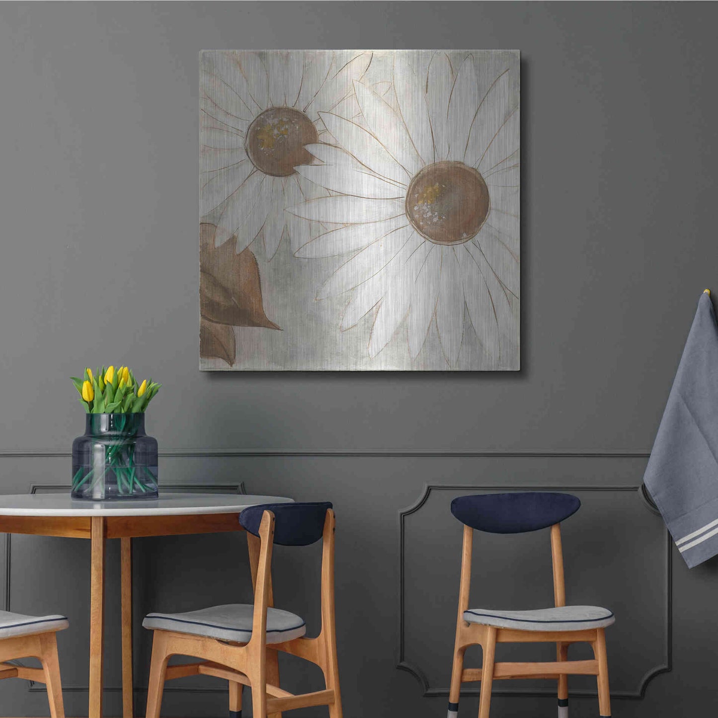 Luxe Metal Art 'Daisy Do II Neutral' by Chris Paschke, Metal Wall Art,36x36