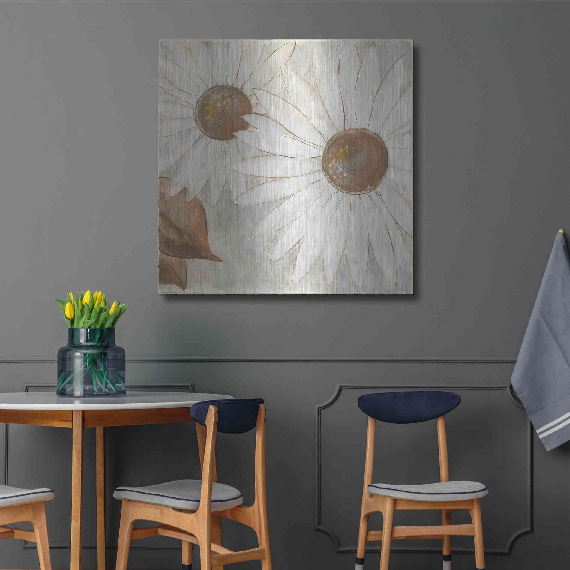 Luxe Metal Art 'Daisy Do II Neutral' by Chris Paschke, Metal Wall Art,36x36