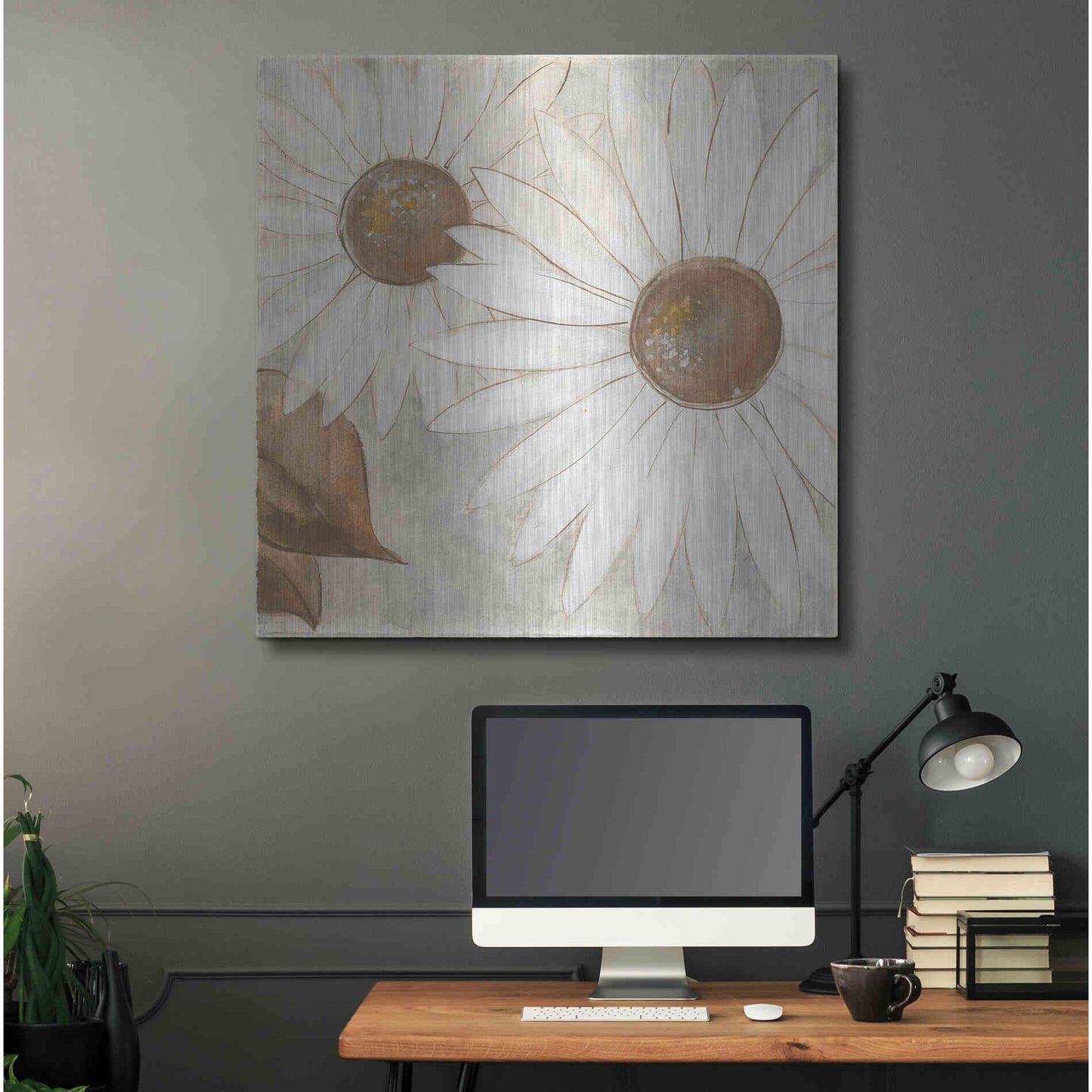 Luxe Metal Art 'Daisy Do II Neutral' by Chris Paschke, Metal Wall Art,36x36