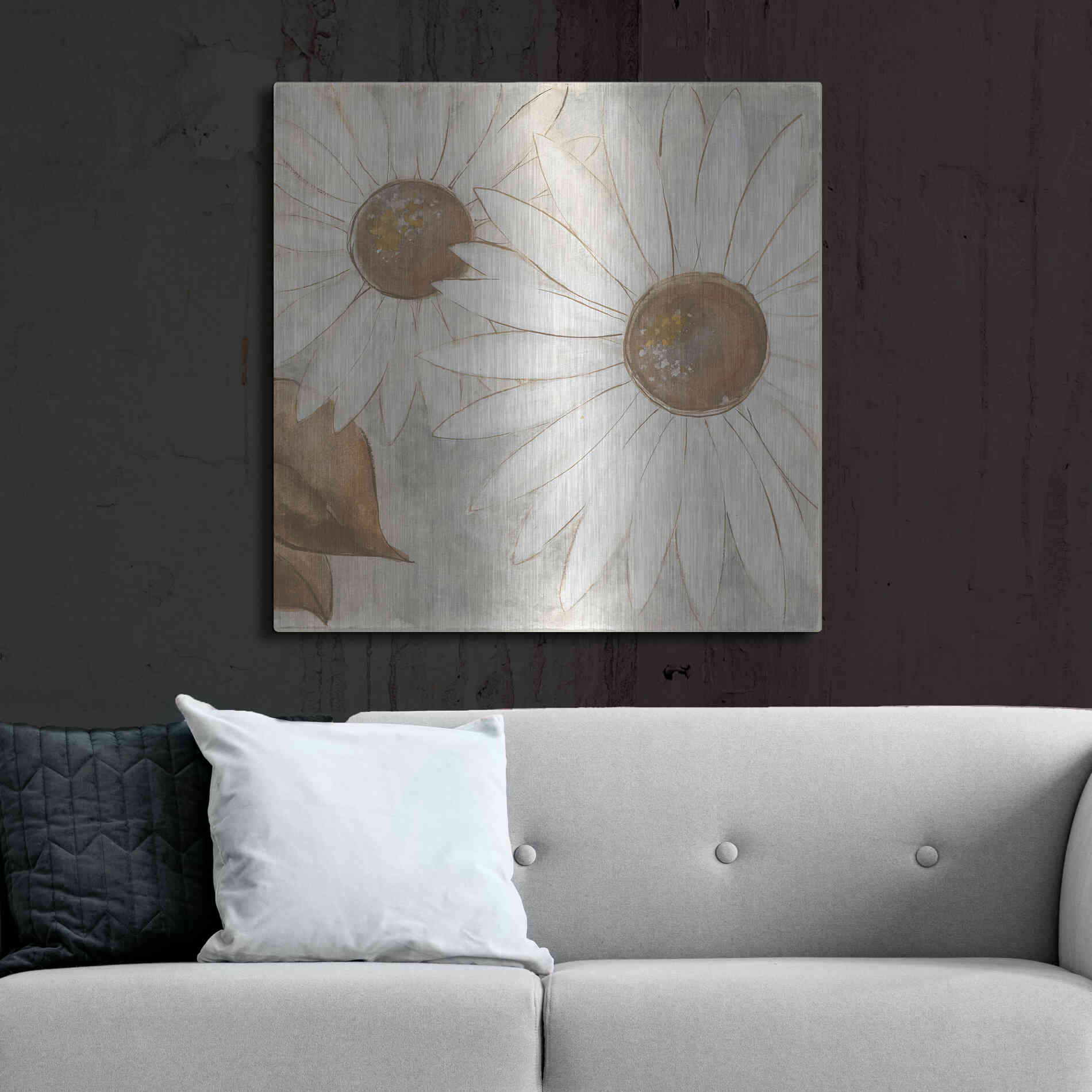 Luxe Metal Art 'Daisy Do II Neutral' by Chris Paschke, Metal Wall Art,36x36