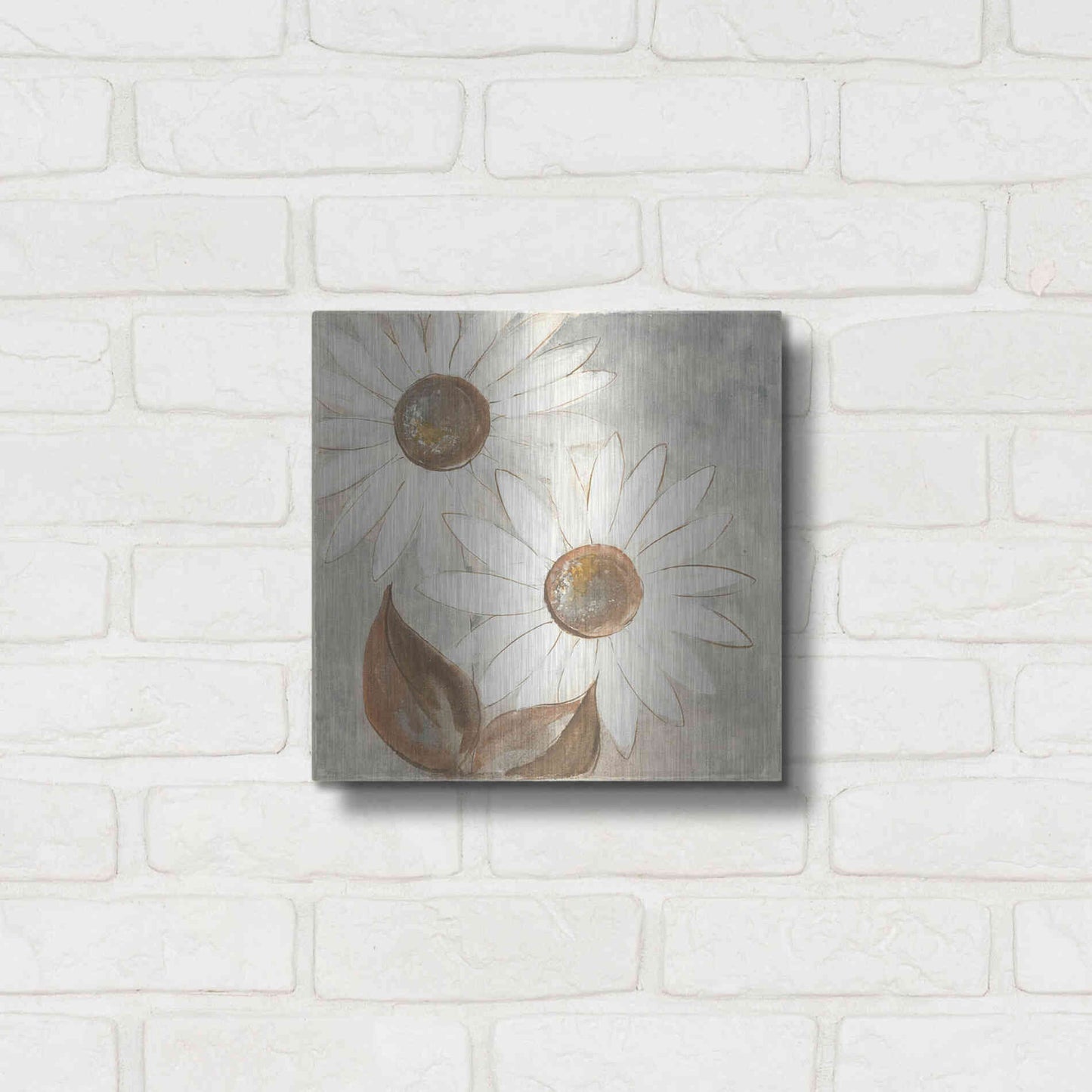 Luxe Metal Art 'Daisy Do IV Neutral' by Chris Paschke, Metal Wall Art,12x12