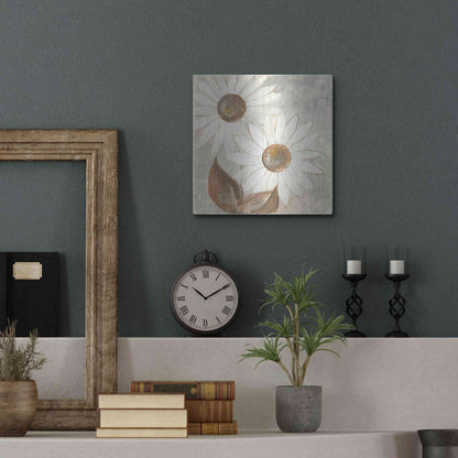 Luxe Metal Art 'Daisy Do IV Neutral' by Chris Paschke, Metal Wall Art,12x12