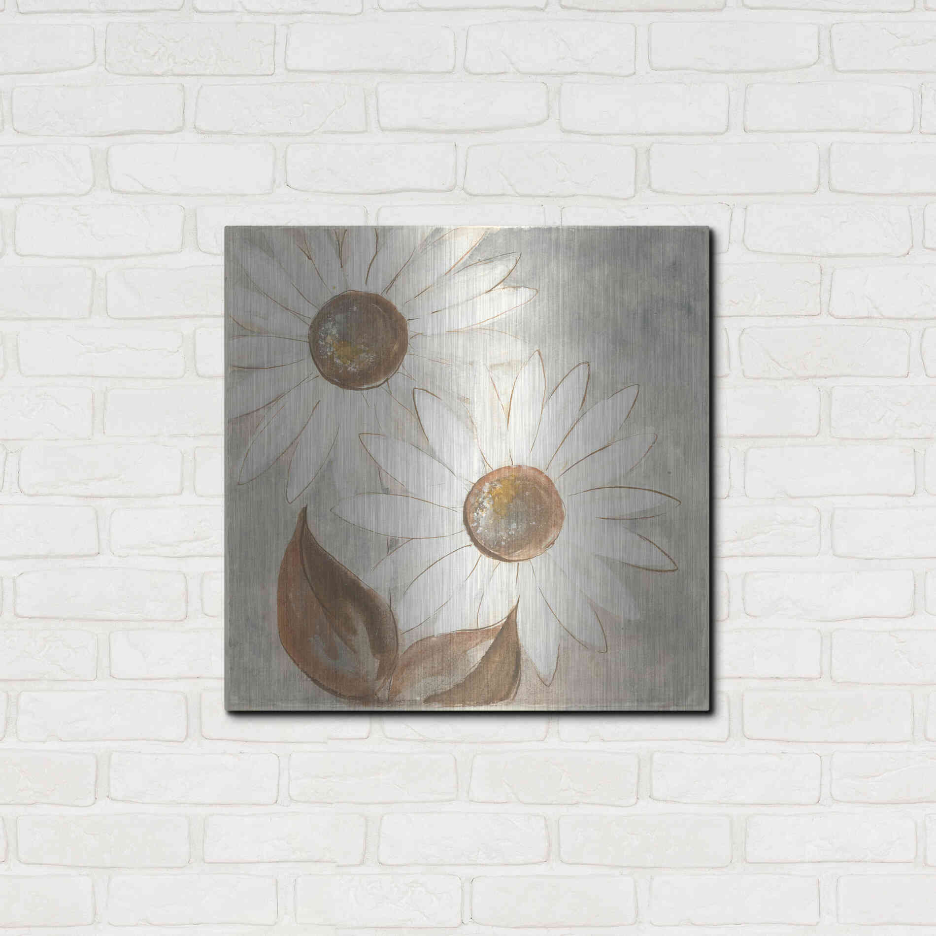 Luxe Metal Art 'Daisy Do IV Neutral' by Chris Paschke, Metal Wall Art,24x24