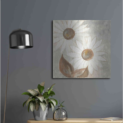 Luxe Metal Art 'Daisy Do IV Neutral' by Chris Paschke, Metal Wall Art,24x24