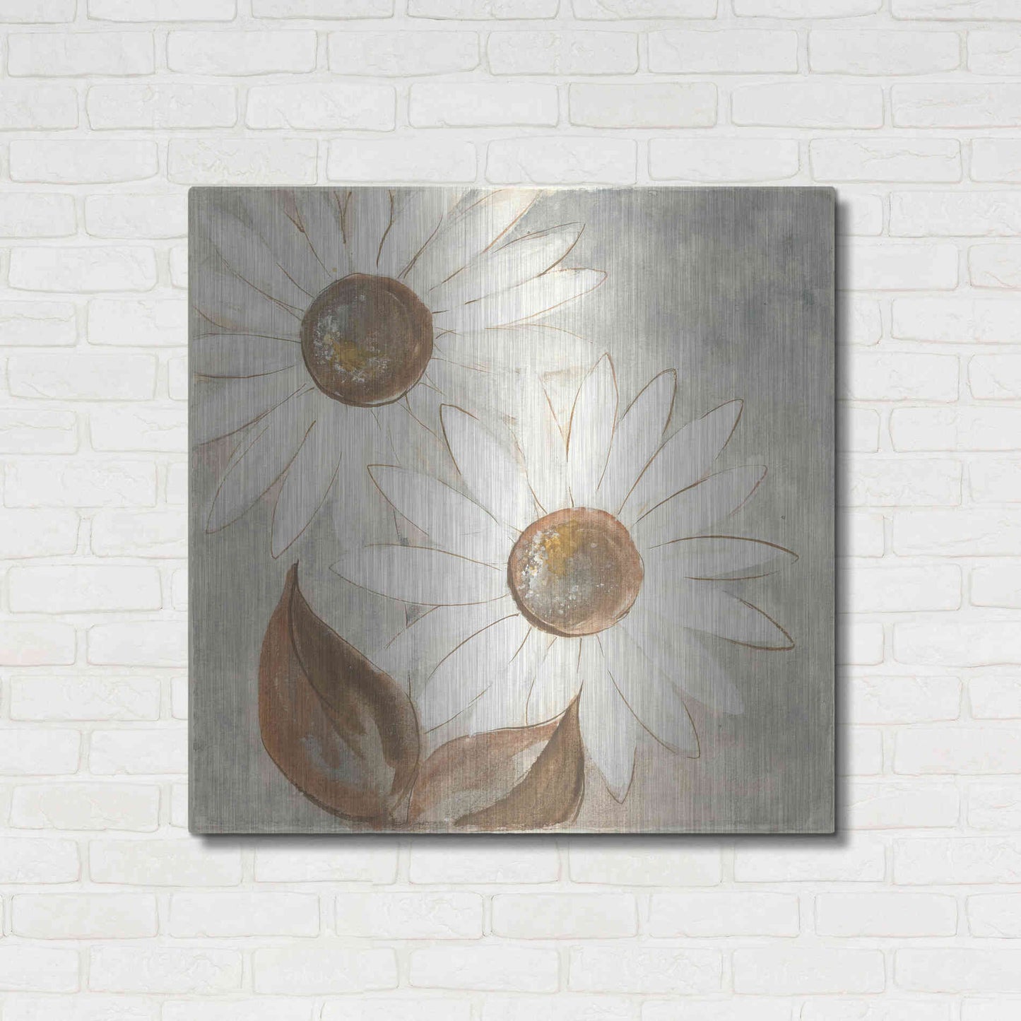 Luxe Metal Art 'Daisy Do IV Neutral' by Chris Paschke, Metal Wall Art,36x36