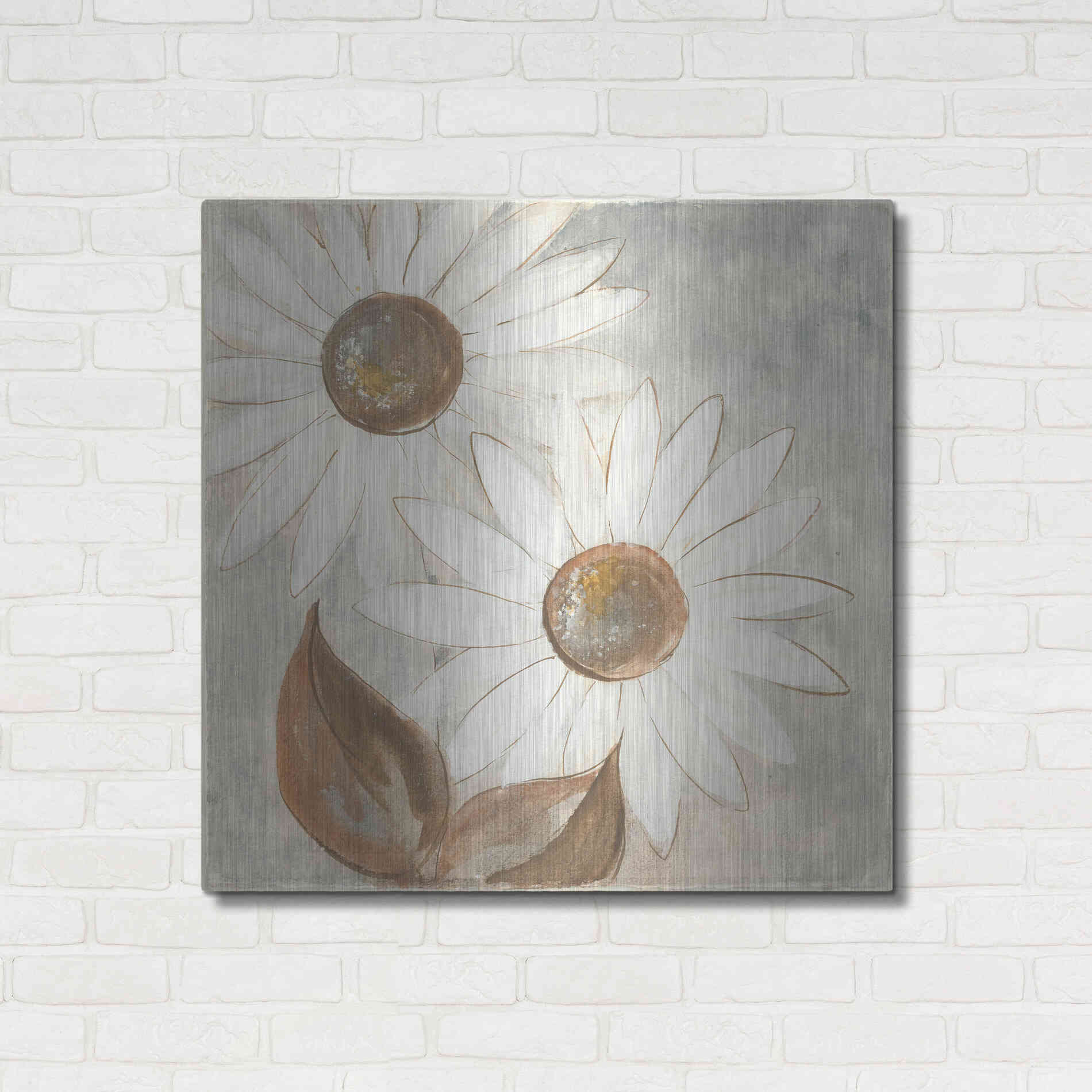 Luxe Metal Art 'Daisy Do IV Neutral' by Chris Paschke, Metal Wall Art,36x36