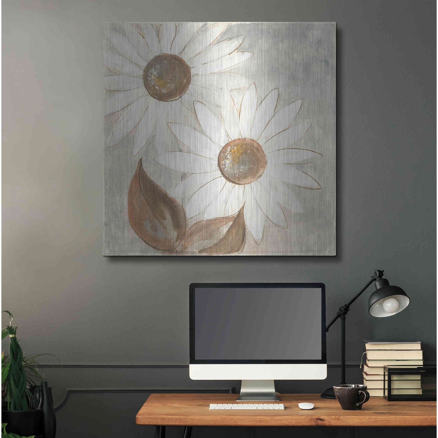 Luxe Metal Art 'Daisy Do IV Neutral' by Chris Paschke, Metal Wall Art,36x36