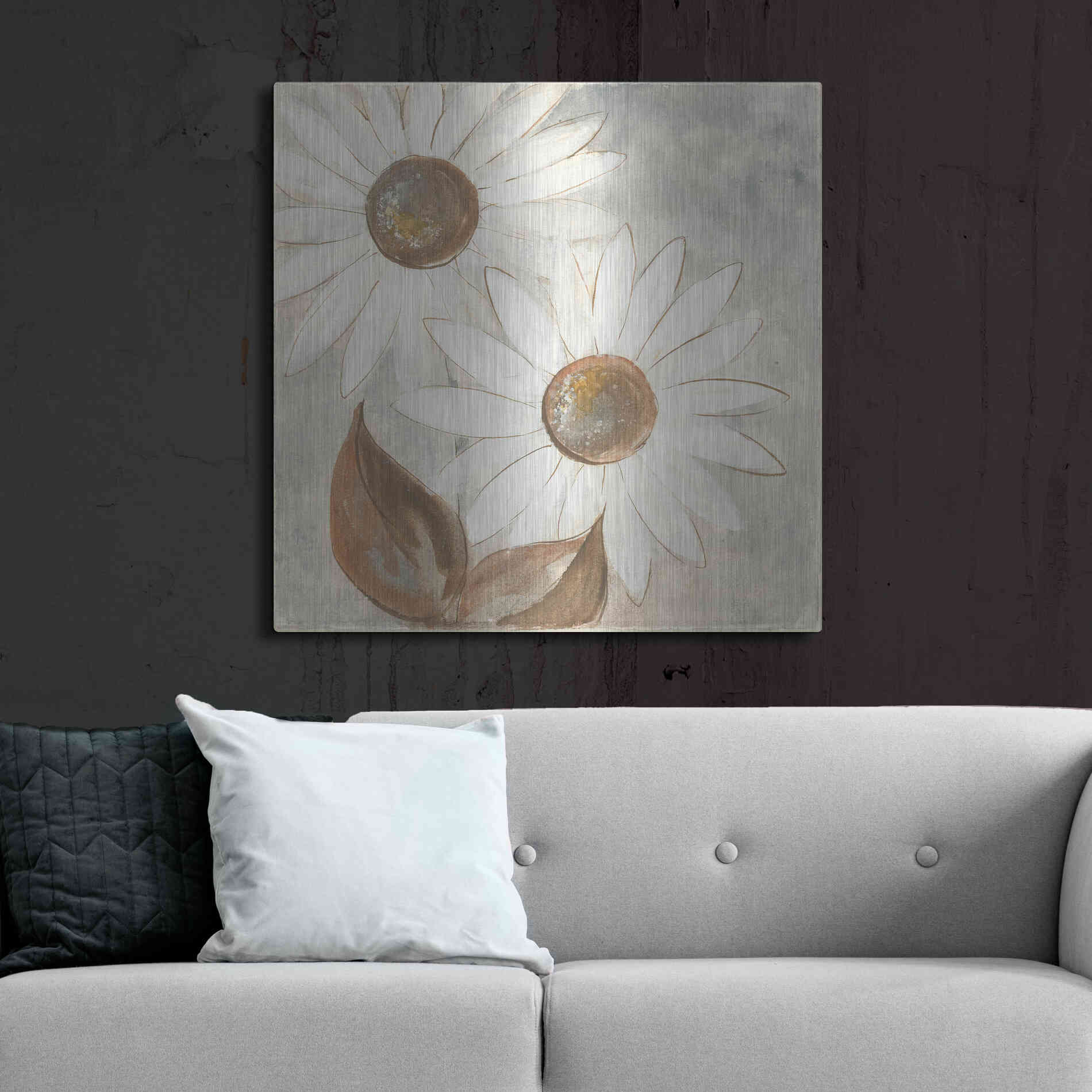 Luxe Metal Art 'Daisy Do IV Neutral' by Chris Paschke, Metal Wall Art,36x36