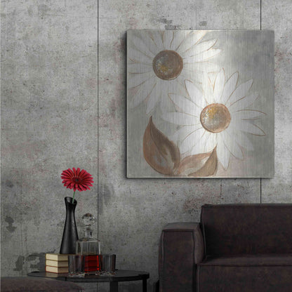 Luxe Metal Art 'Daisy Do IV Neutral' by Chris Paschke, Metal Wall Art,36x36