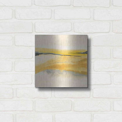 Luxe Metal Art 'Mist and Gold I' by Chris Paschke, Metal Wall Art,12x12