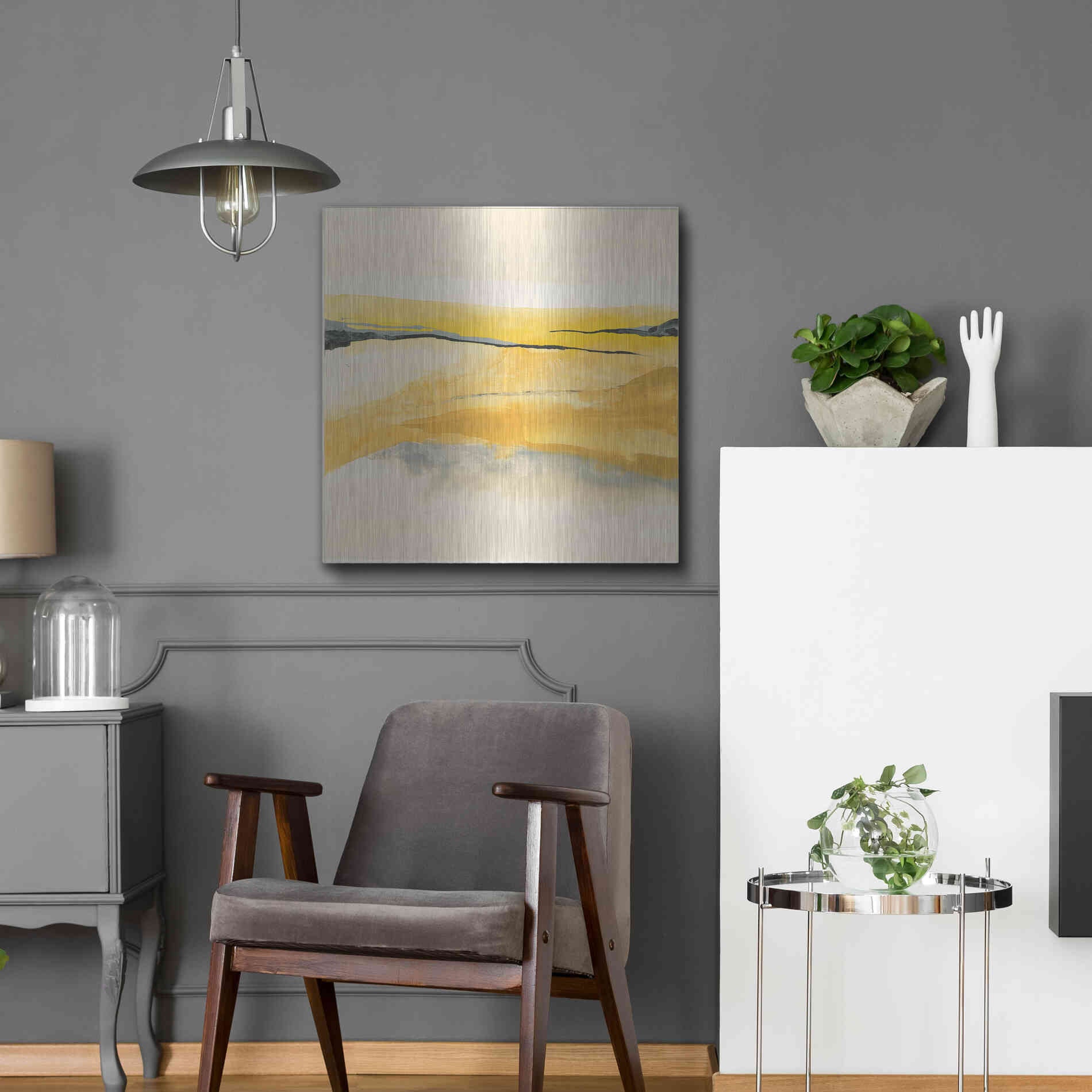 Luxe Metal Art 'Mist and Gold I' by Chris Paschke, Metal Wall Art,24x24