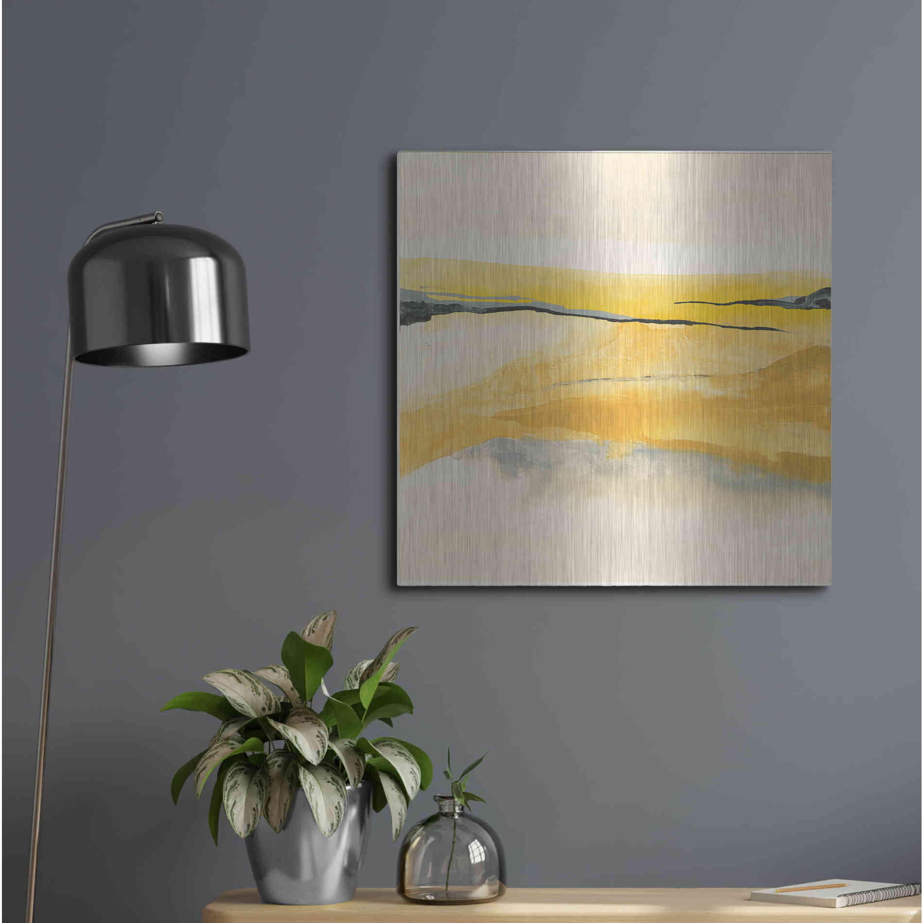 Luxe Metal Art 'Mist and Gold I' by Chris Paschke, Metal Wall Art,24x24