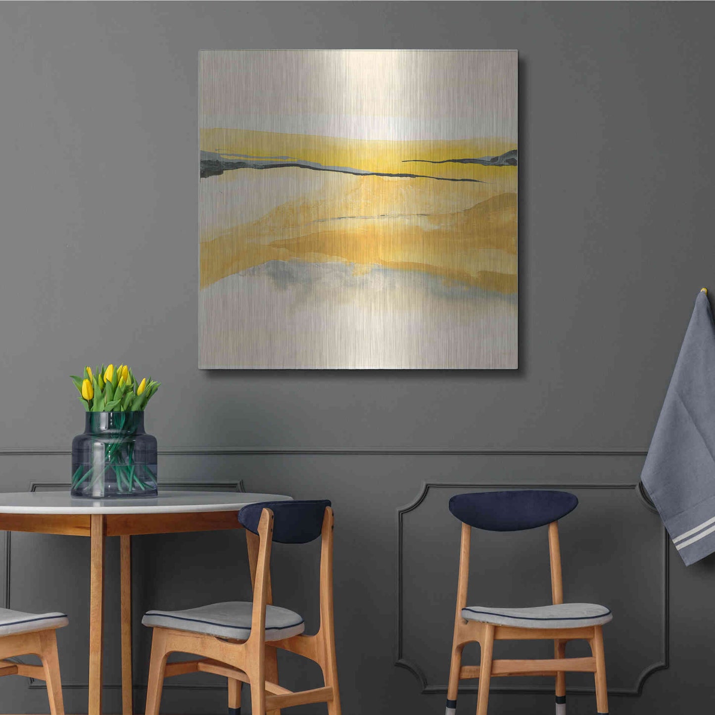 Luxe Metal Art 'Mist and Gold I' by Chris Paschke, Metal Wall Art,36x36