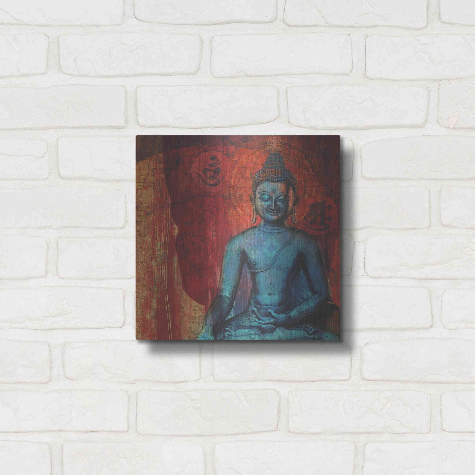 Luxe Metal Art 'Blue Buddha' by Elena Ray, Metal Wall Art,12x12