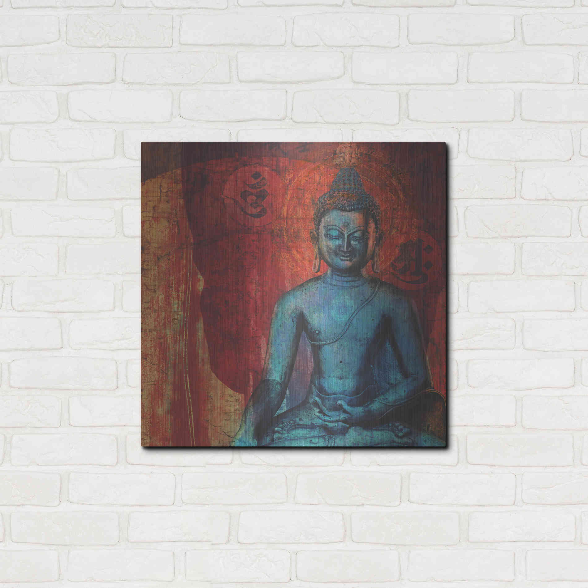 Luxe Metal Art 'Blue Buddha' by Elena Ray, Metal Wall Art,24x24