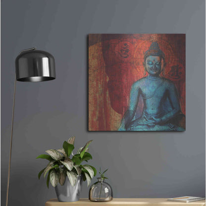 Luxe Metal Art 'Blue Buddha' by Elena Ray, Metal Wall Art,24x24