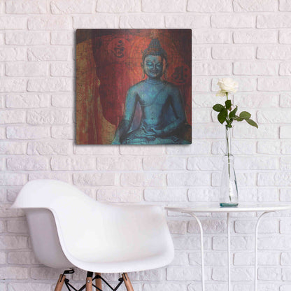 Luxe Metal Art 'Blue Buddha' by Elena Ray, Metal Wall Art,24x24