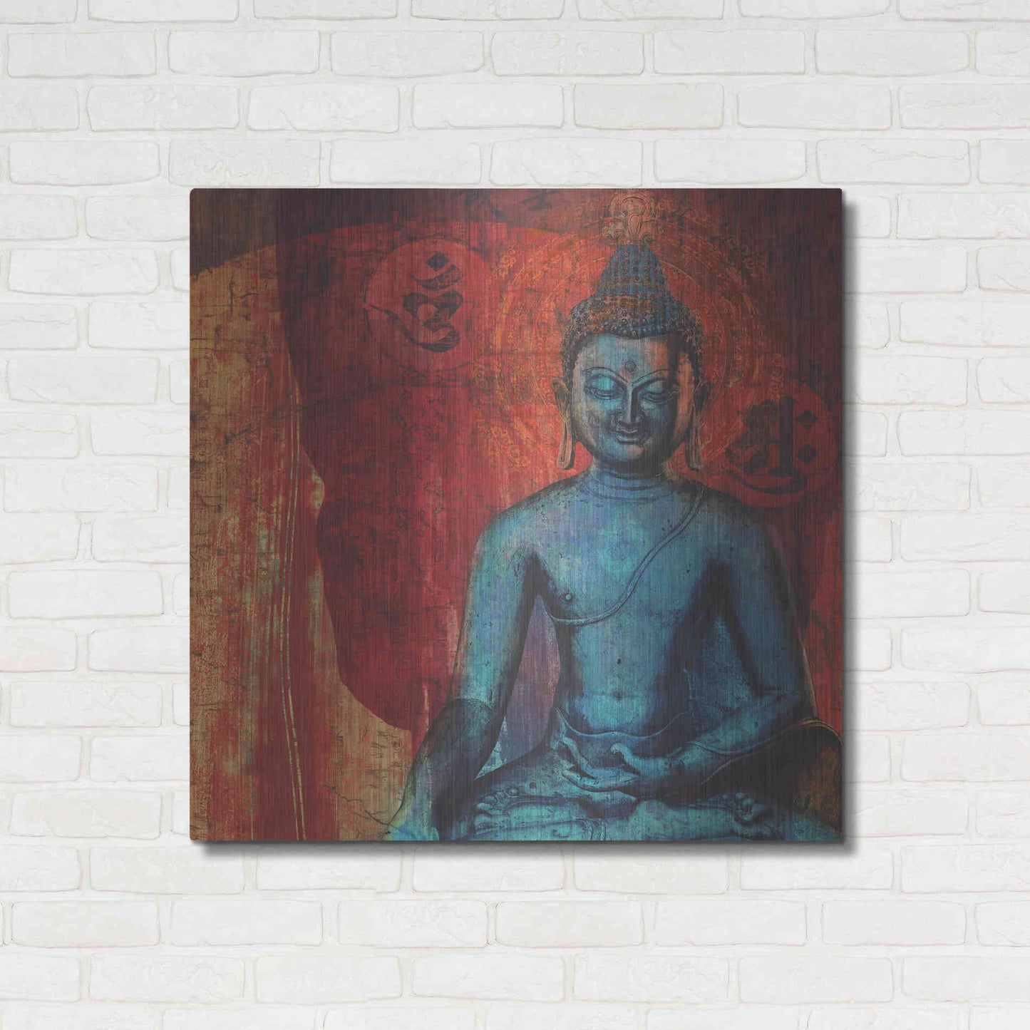 Luxe Metal Art 'Blue Buddha' by Elena Ray, Metal Wall Art,36x36