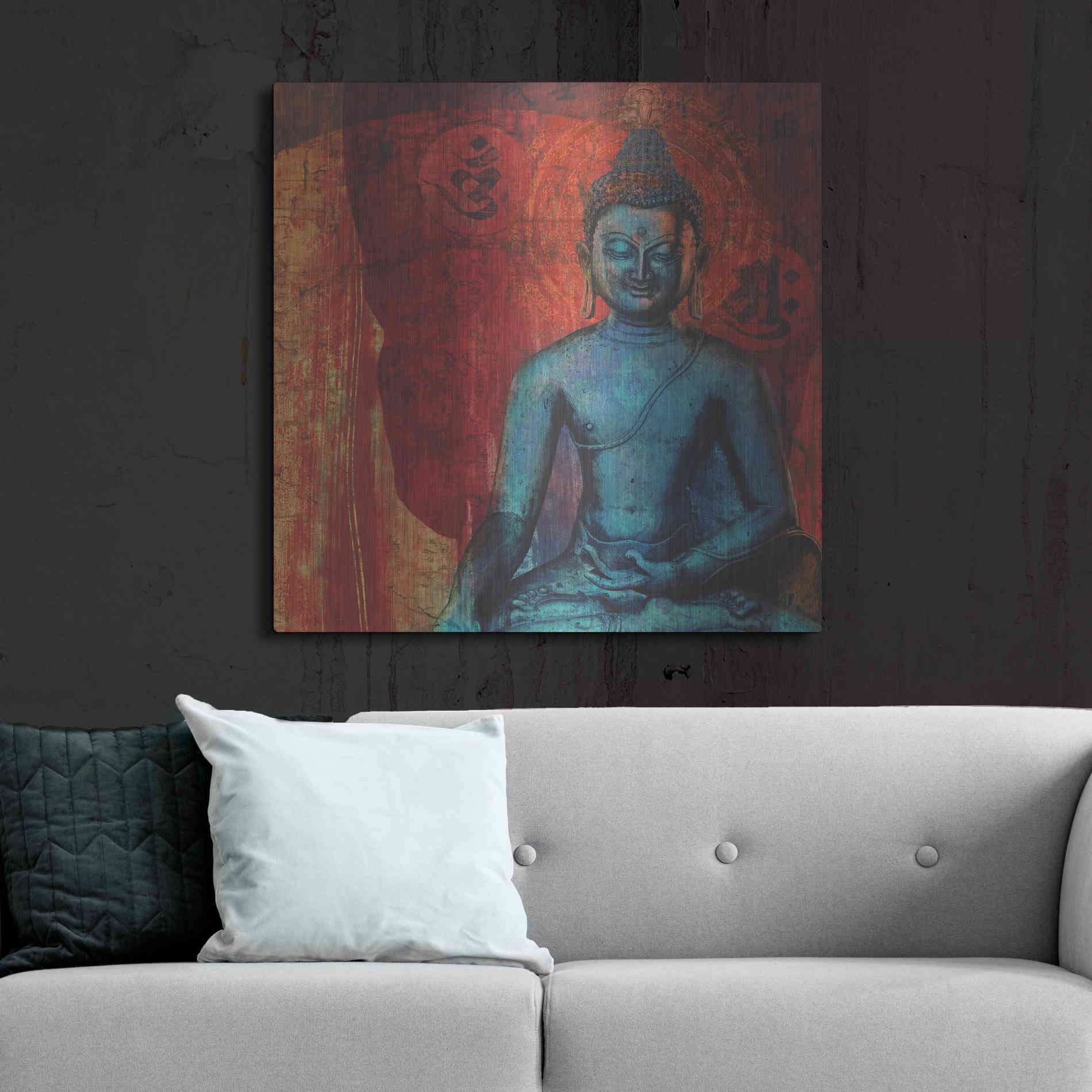 Luxe Metal Art 'Blue Buddha' by Elena Ray, Metal Wall Art,36x36