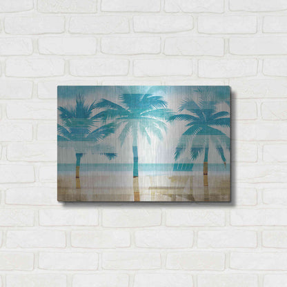 Luxe Metal Art 'Beachscape Palms with chair' by Michael Mullan, Metal Wall Art,24x16