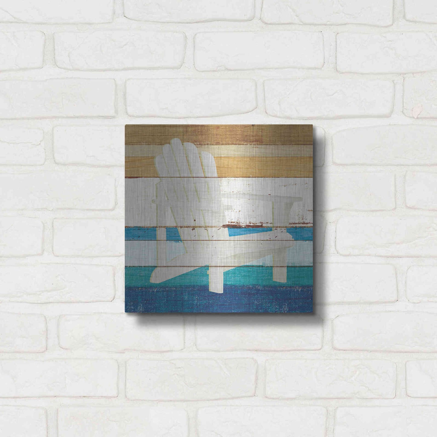 Luxe Metal Art 'Beachscape IV' by Michael Mullan, Metal Wall Art,12x12