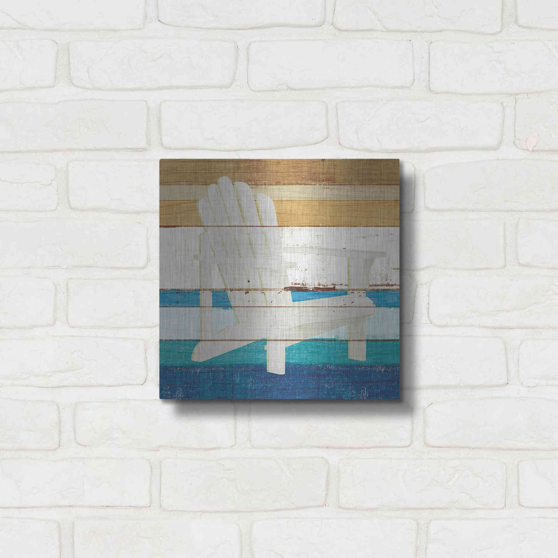 Luxe Metal Art 'Beachscape IV' by Michael Mullan, Metal Wall Art,12x12