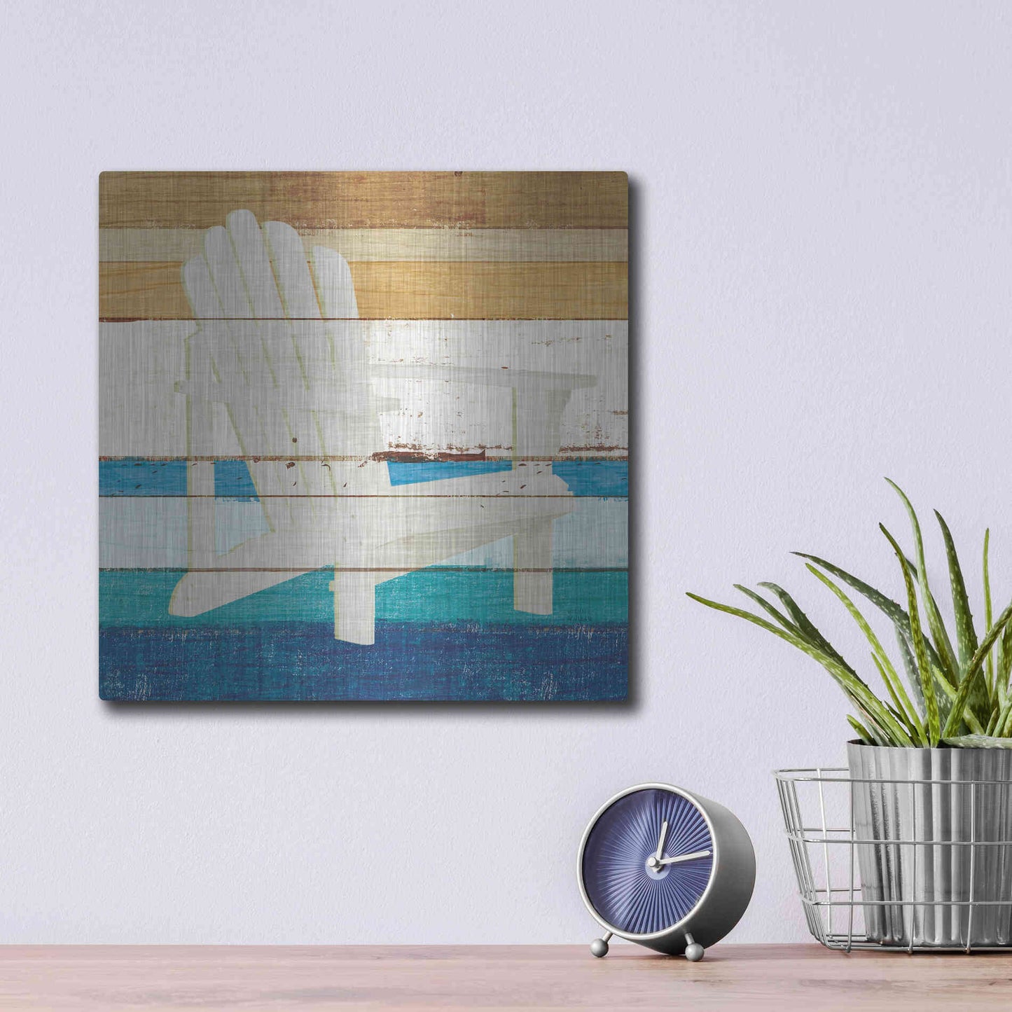 Luxe Metal Art 'Beachscape IV' by Michael Mullan, Metal Wall Art,12x12