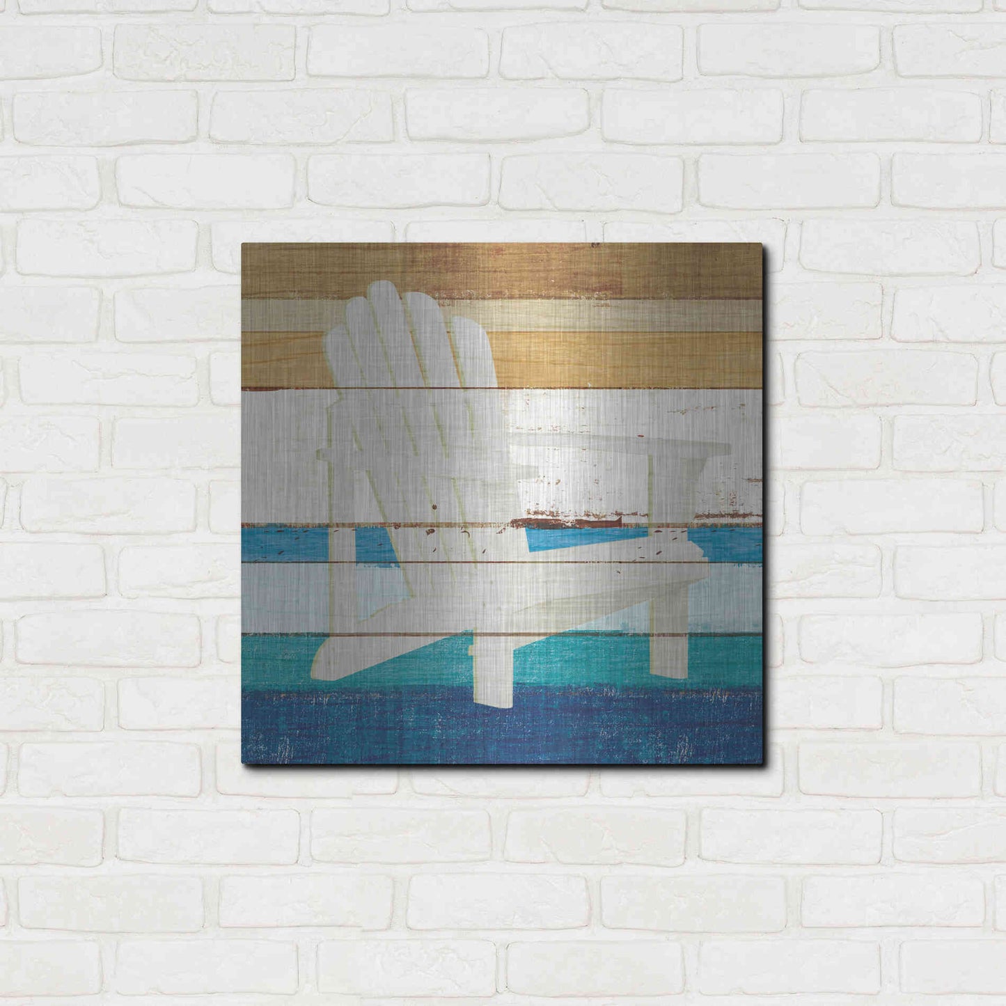 Luxe Metal Art 'Beachscape IV' by Michael Mullan, Metal Wall Art,24x24